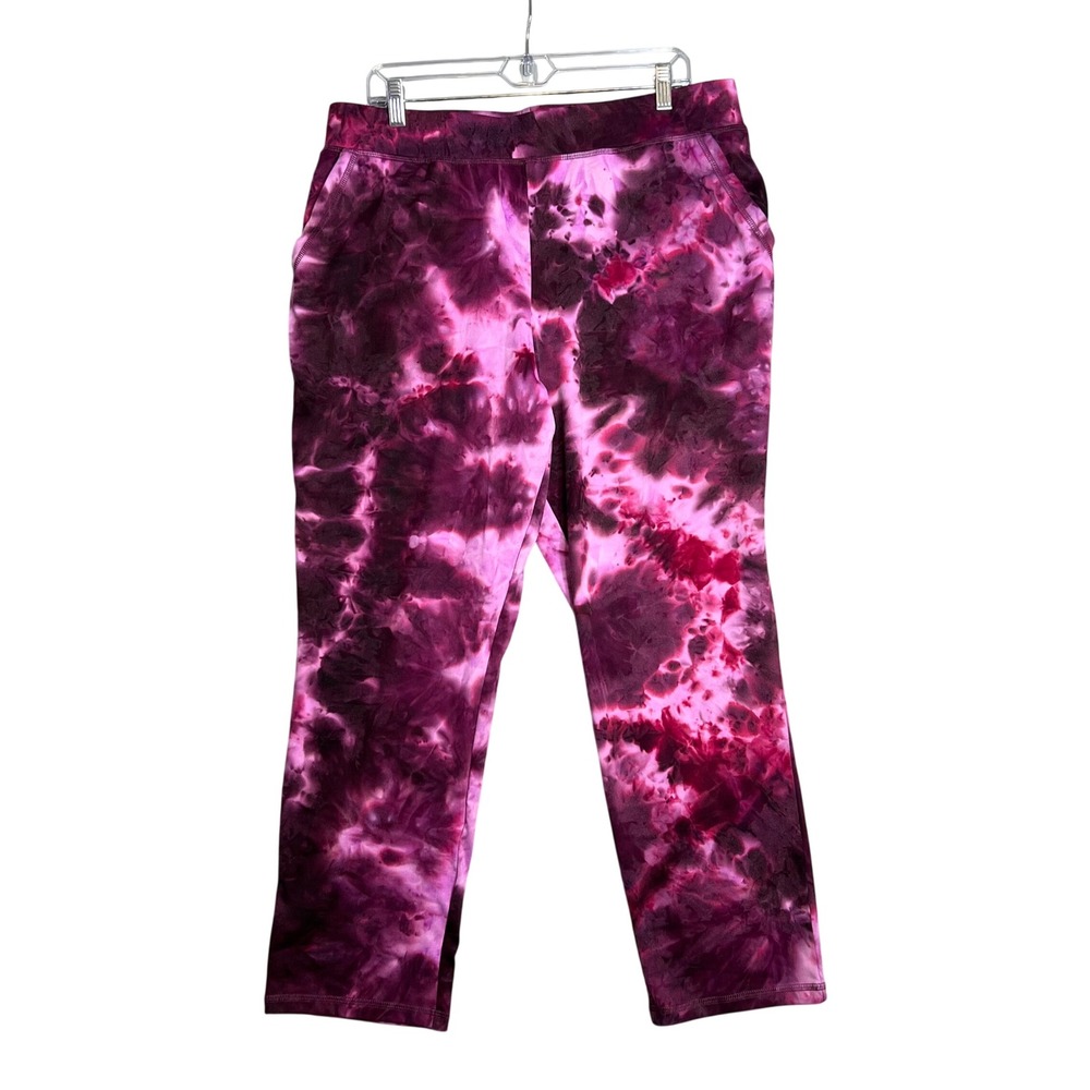 LOGO Lounge Pull‎ On Tie Dye Pants Size L Pink Pockets Comfort Casual NWT
